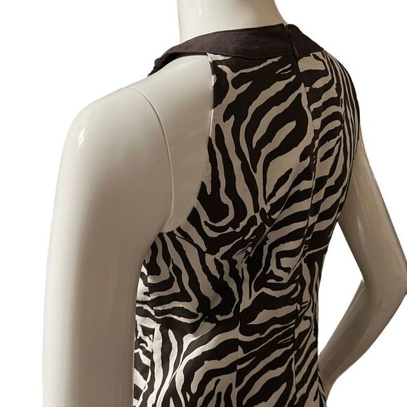 LOFT Mini dress Beaded Keyhole Neckline Sleeveless Brown & White size 4P - Picture 6 of 8